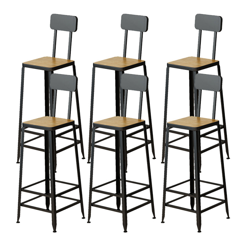 Armless Dining Stool Contemporary Bar Stool with Black Metal Base 6 Piece Set Non-Upholstered Square Clearhalo 'Bar Furniture' 'Bar Stools' 'bar_stools' 'furn' 'furn_bar_stools' 'Furniture' 'Kitchen & Dining Furniture' 7016428