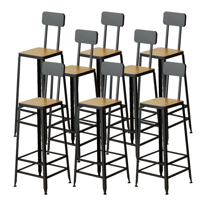 Armless Dining Stool Contemporary Bar Stool with Black Metal Base 8 Piece Set Non-Upholstered Square Clearhalo 'Bar Furniture' 'Bar Stools' 'bar_stools' 'furn' 'furn_bar_stools' 'Furniture' 'Kitchen & Dining Furniture' 7016429