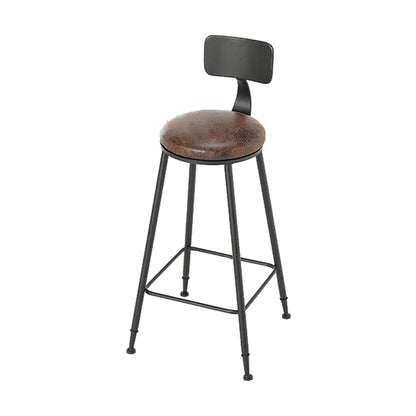 Armless Dining Stool Contemporary Bar Stool with Black Metal Base 1 Piece Upholstered Round Clearhalo 'Bar Furniture' 'Bar Stools' 'bar_stools' 'furn' 'furn_bar_stools' 'Furniture' 'Kitchen & Dining Furniture' 7016430