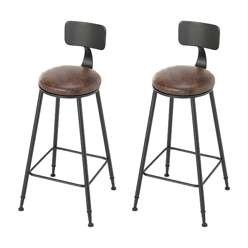 Armless Dining Stool Contemporary Bar Stool with Black Metal Base 2 Piece Set Upholstered Round Clearhalo 'Bar Furniture' 'Bar Stools' 'bar_stools' 'furn' 'furn_bar_stools' 'Furniture' 'Kitchen & Dining Furniture' 7016431