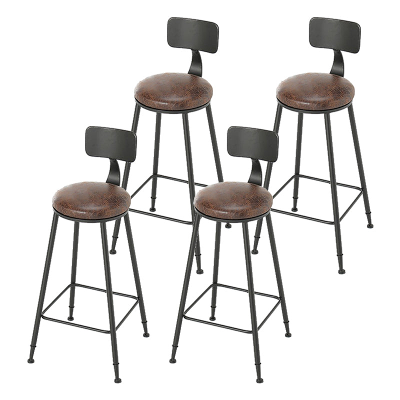 Armless Dining Stool Contemporary Bar Stool with Black Metal Base 4 Piece Set Upholstered Round Clearhalo 'Bar Furniture' 'Bar Stools' 'bar_stools' 'furn' 'furn_bar_stools' 'Furniture' 'Kitchen & Dining Furniture' 7016432