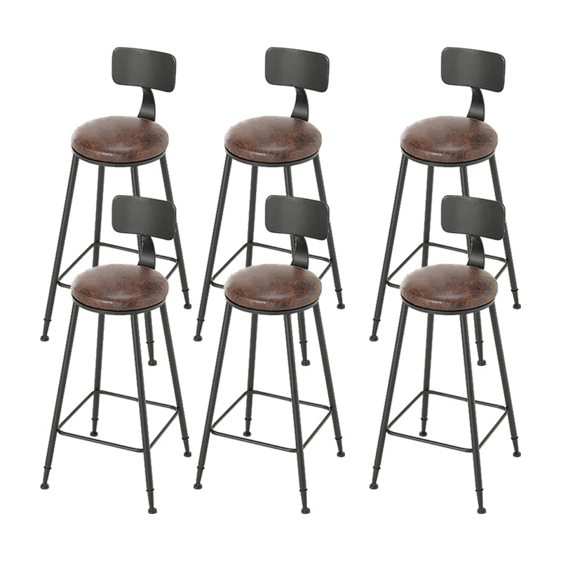Armless Dining Stool Contemporary Bar Stool with Black Metal Base 6 Piece Set Upholstered Round Clearhalo 'Bar Furniture' 'Bar Stools' 'bar_stools' 'furn' 'furn_bar_stools' 'Furniture' 'Kitchen & Dining Furniture' 7016433