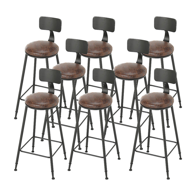 Armless Dining Stool Contemporary Bar Stool with Black Metal Base 8 Piece Set Upholstered Round Clearhalo 'Bar Furniture' 'Bar Stools' 'bar_stools' 'furn' 'furn_bar_stools' 'Furniture' 'Kitchen & Dining Furniture' 7016434