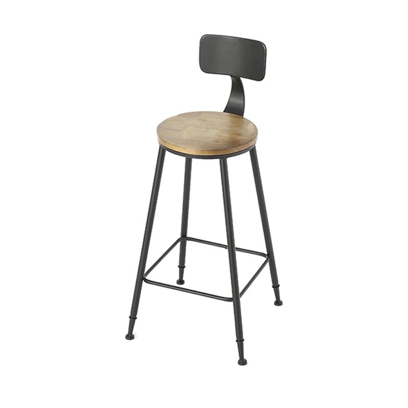 Armless Dining Stool Contemporary Bar Stool with Black Metal Base 1 Piece Non-Upholstered Round Clearhalo 'Bar Furniture' 'Bar Stools' 'bar_stools' 'furn' 'furn_bar_stools' 'Furniture' 'Kitchen & Dining Furniture' 7016435