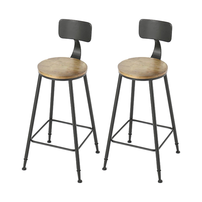 Armless Dining Stool Contemporary Bar Stool with Black Metal Base 2 Piece Set Non-Upholstered Round Clearhalo 'Bar Furniture' 'Bar Stools' 'bar_stools' 'furn' 'furn_bar_stools' 'Furniture' 'Kitchen & Dining Furniture' 7016436