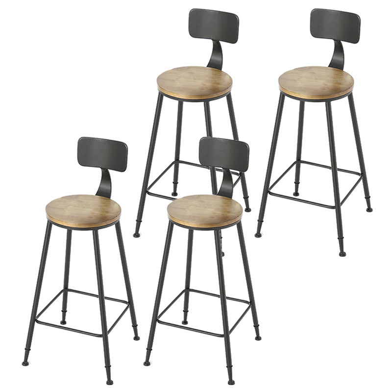 Armless Dining Stool Contemporary Bar Stool with Black Metal Base 4 Piece Set Non-Upholstered Round Clearhalo 'Bar Furniture' 'Bar Stools' 'bar_stools' 'furn' 'furn_bar_stools' 'Furniture' 'Kitchen & Dining Furniture' 7016437