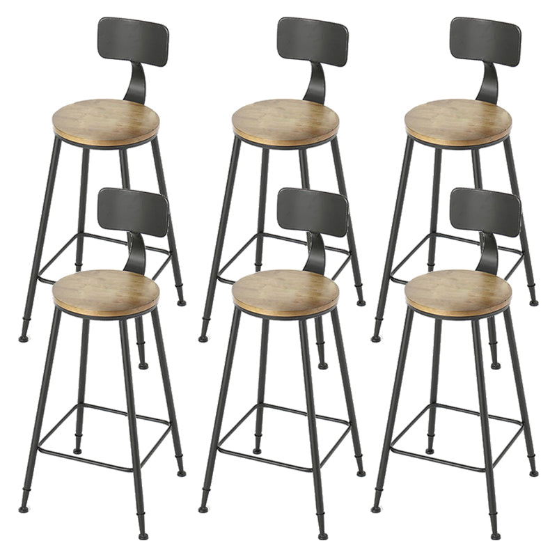 Armless Dining Stool Contemporary Bar Stool with Black Metal Base 6 Piece Set Non-Upholstered Round Clearhalo 'Bar Furniture' 'Bar Stools' 'bar_stools' 'furn' 'furn_bar_stools' 'Furniture' 'Kitchen & Dining Furniture' 7016438