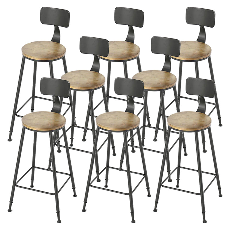Armless Dining Stool Contemporary Bar Stool with Black Metal Base 8 Piece Set Non-Upholstered Round Clearhalo 'Bar Furniture' 'Bar Stools' 'bar_stools' 'furn' 'furn_bar_stools' 'Furniture' 'Kitchen & Dining Furniture' 7016439