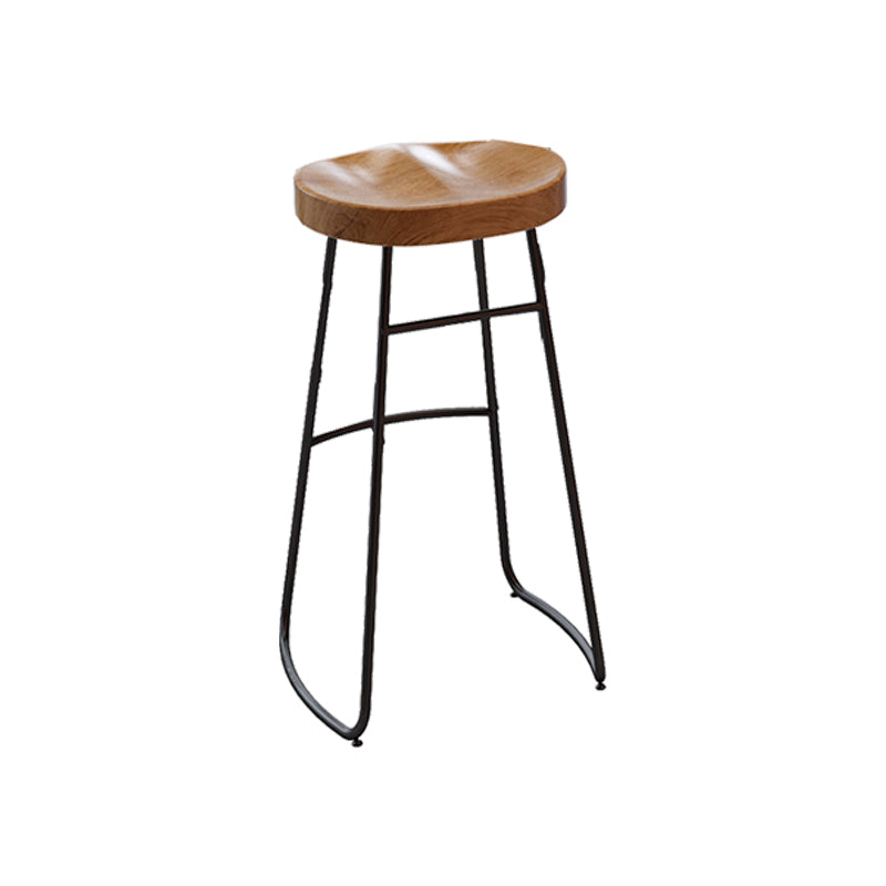 Armless Dining Stool Contemporary Bar Stool with Black Metal Base 1 Piece Non-Upholstered Saddle Clearhalo 'Bar Furniture' 'Bar Stools' 'bar_stools' 'furn' 'furn_bar_stools' 'Furniture' 'Kitchen & Dining Furniture' 7016440