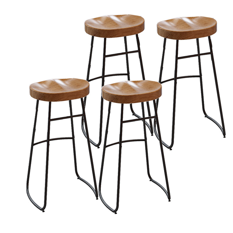 Armless Dining Stool Contemporary Bar Stool with Black Metal Base 4 Piece Set Non-Upholstered Saddle Clearhalo 'Bar Furniture' 'Bar Stools' 'bar_stools' 'furn' 'furn_bar_stools' 'Furniture' 'Kitchen & Dining Furniture' 7016442