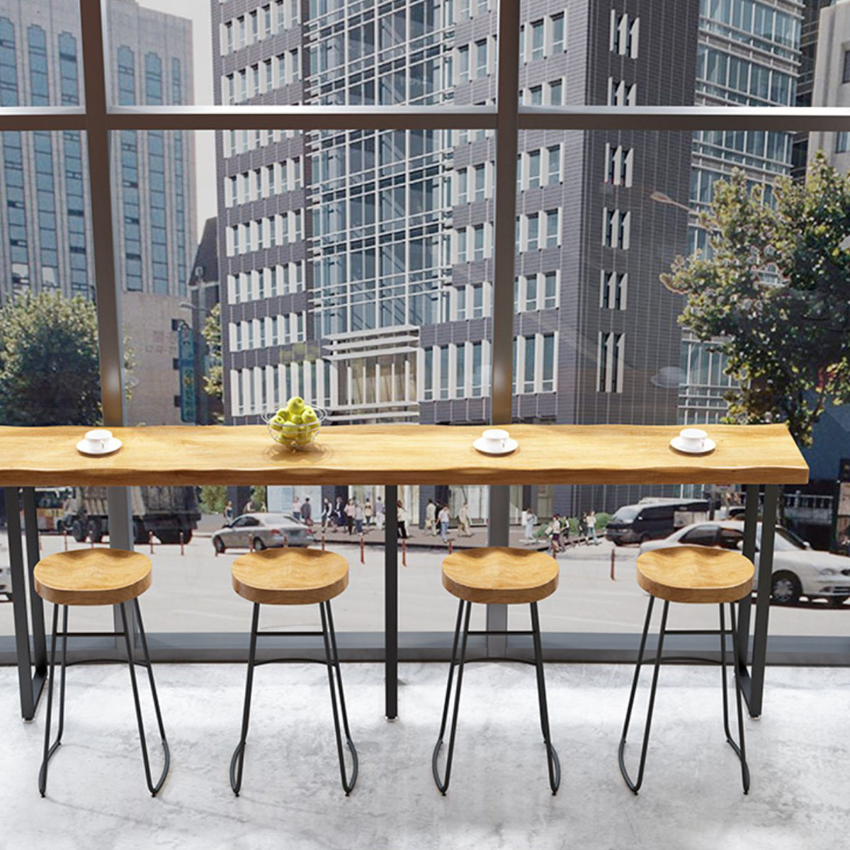 Massief hout dineren krukken eigentijdse armloze barkrukken met voetsteun