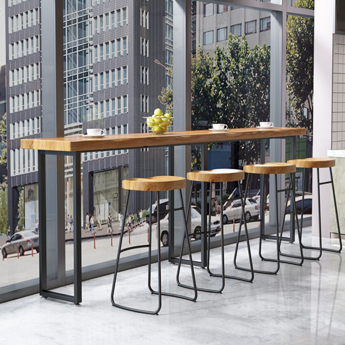 Massief hout dineren krukken eigentijdse armloze barkrukken met voetsteun