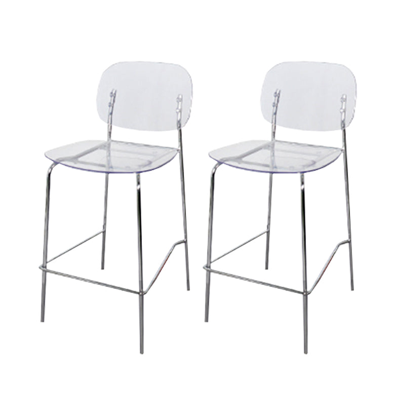 Taburete de barra de metal escandinavo taburete de bar de patio acrílico con base cromada