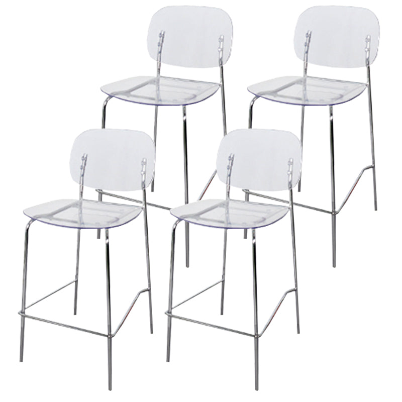 Taburete de barra de metal escandinavo taburete de bar de patio acrílico con base cromada