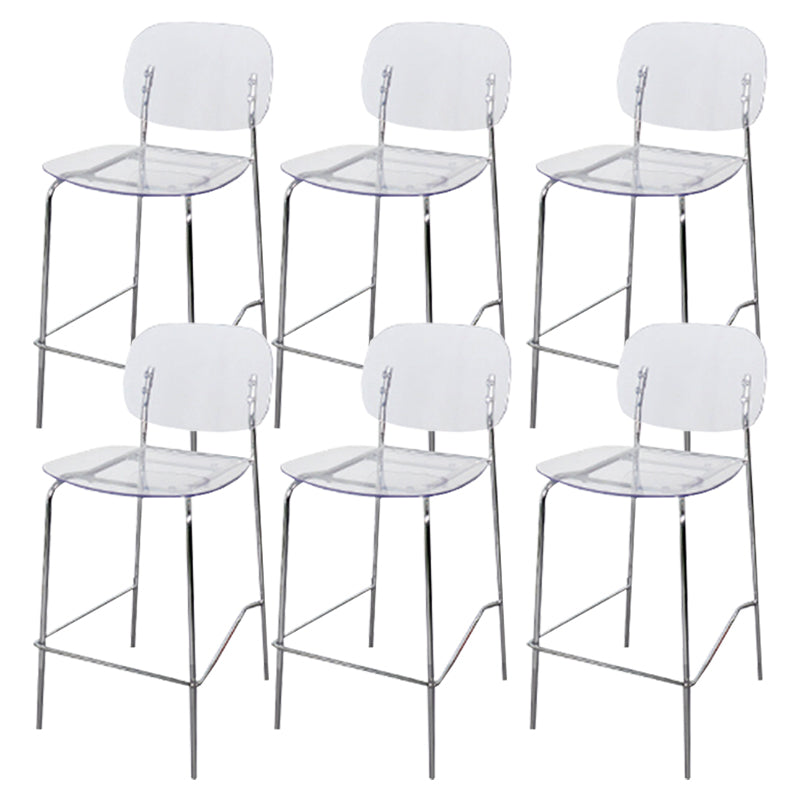 Taburete de barra de metal escandinavo taburete de bar de patio acrílico con base cromada