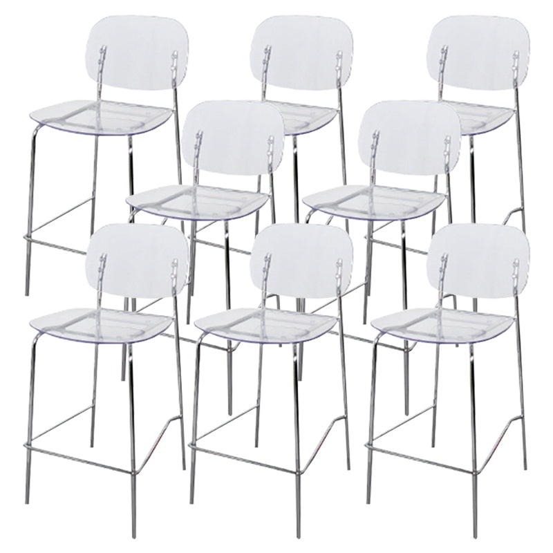 Taburete de barra de metal escandinavo taburete de bar de patio acrílico con base cromada