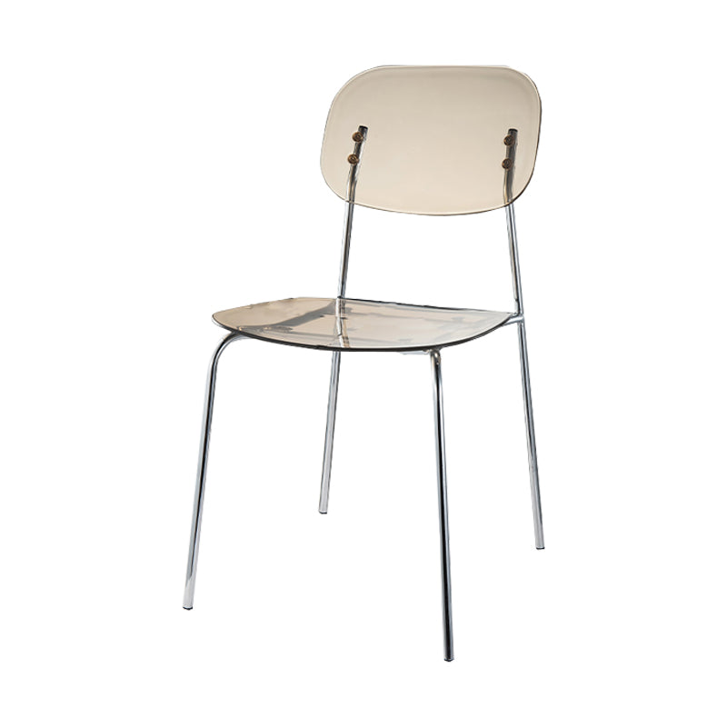 Taburete de barra de metal escandinavo taburete de bar de patio acrílico con base cromada