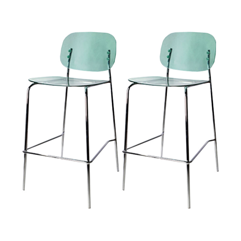 Taburete de barra de metal escandinavo taburete de bar de patio acrílico con base cromada
