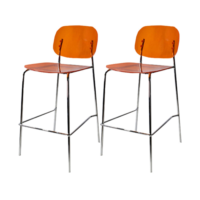 Taburete de barra de metal escandinavo taburete de bar de patio acrílico con base cromada