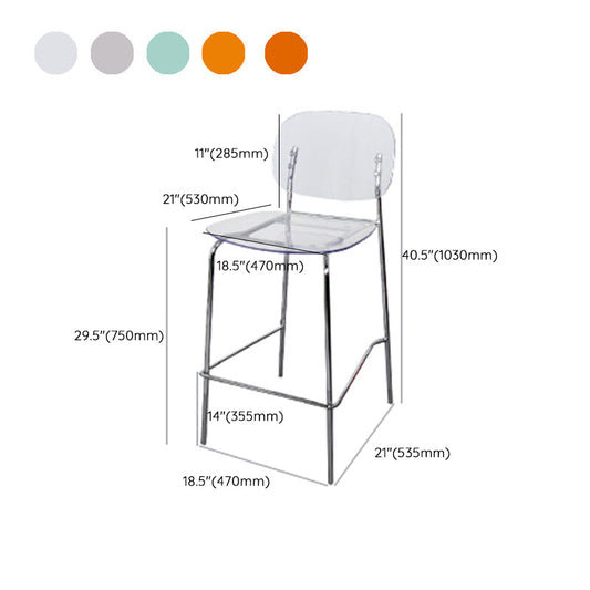 Scandinavian Metal Bar Stool Acrylic Patio Bar Stool with Chrome Base