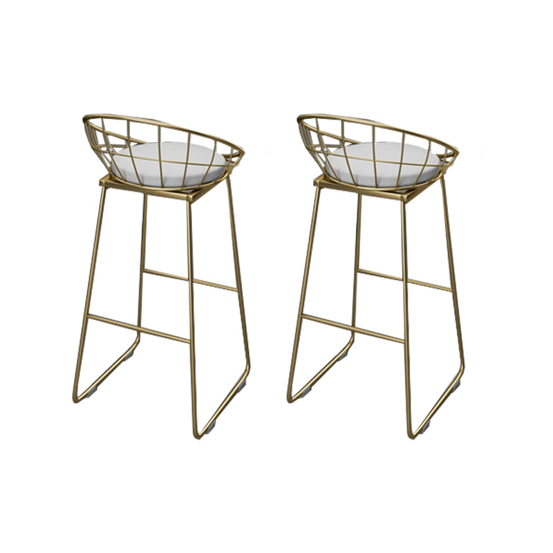 Armless Dining Stools Glam Upholstered Bar Stools with Metal Base White 2 Piece Set Clearhalo 'Bar Furniture' 'Bar Stools' 'bar_stools' 'furn' 'furn_bar_stools' 'Furniture' 'Kitchen & Dining Furniture' 7016529