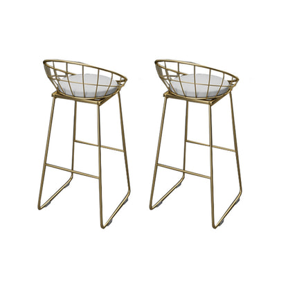 Armless Dining Stools Glam Upholstered Bar Stools with Metal Base White 2 Piece Set Clearhalo 'Bar Furniture' 'Bar Stools' 'bar_stools' 'furn' 'furn_bar_stools' 'Furniture' 'Kitchen & Dining Furniture' 7016529