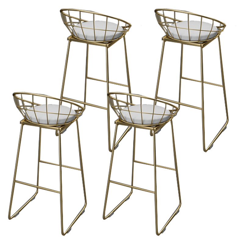Armless Dining Stools Glam Upholstered Bar Stools with Metal Base White 4 Piece Set Clearhalo 'Bar Furniture' 'Bar Stools' 'bar_stools' 'furn' 'furn_bar_stools' 'Furniture' 'Kitchen & Dining Furniture' 7016532