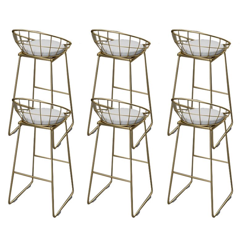 Armless Dining Stools Glam Upholstered Bar Stools with Metal Base White 6 Piece Set Clearhalo 'Bar Furniture' 'Bar Stools' 'bar_stools' 'furn' 'furn_bar_stools' 'Furniture' 'Kitchen & Dining Furniture' 7016534