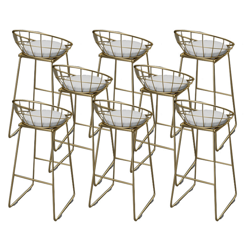 Armless Dining Stools Glam Upholstered Bar Stools with Metal Base White 8 Piece Set Clearhalo 'Bar Furniture' 'Bar Stools' 'bar_stools' 'furn' 'furn_bar_stools' 'Furniture' 'Kitchen & Dining Furniture' 7016535