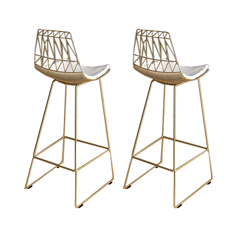 Armless Dining Stools Glam Upholstered Bar Stools with Metal Base Gold 2 Piece Set Clearhalo 'Bar Furniture' 'Bar Stools' 'bar_stools' 'furn' 'furn_bar_stools' 'Furniture' 'Kitchen & Dining Furniture' 7016537