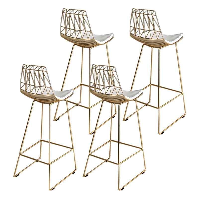 Armless Dining Stools Glam Upholstered Bar Stools with Metal Base Gold 4 Piece Set Clearhalo 'Bar Furniture' 'Bar Stools' 'bar_stools' 'furn' 'furn_bar_stools' 'Furniture' 'Kitchen & Dining Furniture' 7016538