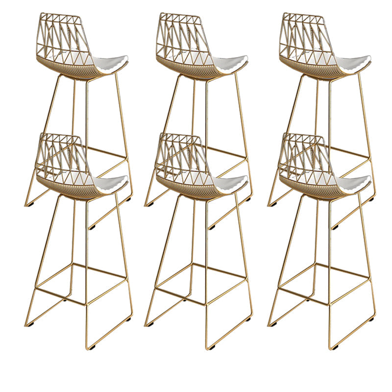 Armless Dining Stools Glam Upholstered Bar Stools with Metal Base Gold 6 Piece Set Clearhalo 'Bar Furniture' 'Bar Stools' 'bar_stools' 'furn' 'furn_bar_stools' 'Furniture' 'Kitchen & Dining Furniture' 7016539