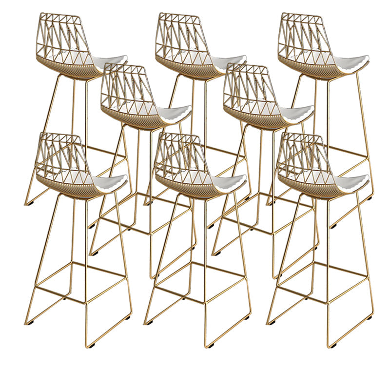 Armless Dining Stools Glam Upholstered Bar Stools with Metal Base Gold 8 Piece Set Clearhalo 'Bar Furniture' 'Bar Stools' 'bar_stools' 'furn' 'furn_bar_stools' 'Furniture' 'Kitchen & Dining Furniture' 7016540