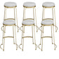 Armless Dining Stools Glam Upholstered Bar Stools with Metal Base White-Gold 6 Piece Set Clearhalo 'Bar Furniture' 'Bar Stools' 'bar_stools' 'furn' 'furn_bar_stools' 'Furniture' 'Kitchen & Dining Furniture' 7016543