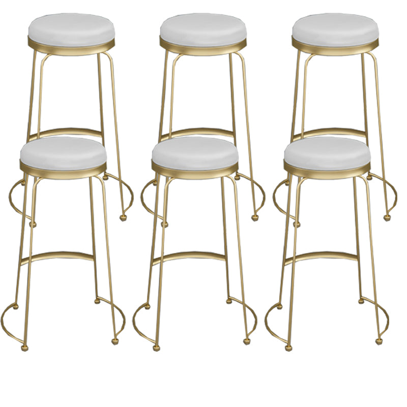 Armless Dining Stools Glam Upholstered Bar Stools with Metal Base White-Gold 6 Piece Set Clearhalo 'Bar Furniture' 'Bar Stools' 'bar_stools' 'furn' 'furn_bar_stools' 'Furniture' 'Kitchen & Dining Furniture' 7016543