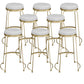 Armless Dining Stools Glam Upholstered Bar Stools with Metal Base White-Gold 8 Piece Set Clearhalo 'Bar Furniture' 'Bar Stools' 'bar_stools' 'furn' 'furn_bar_stools' 'Furniture' 'Kitchen & Dining Furniture' 7016544