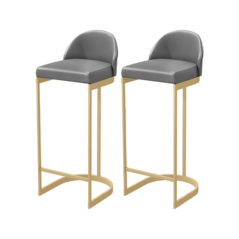 Faux Leather Dining Stool Bucket Bar Stool with Gold Metal Base 2 Piece Set Clearhalo 'Bar Furniture' 'Bar Stools' 'bar_stools' 'furn' 'furn_bar_stools' 'Furniture' 'Kitchen & Dining Furniture' 7016563