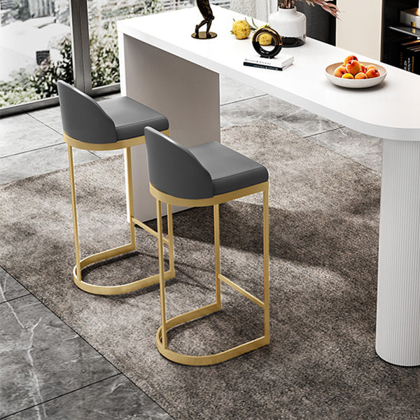 Faux Leather Dining Stool Bucket Bar Stool with Gold Metal Base Clearhalo 'Bar Furniture' 'Bar Stools' 'bar_stools' 'furn' 'furn_bar_stools' 'Furniture' 'Kitchen & Dining Furniture' 7016565