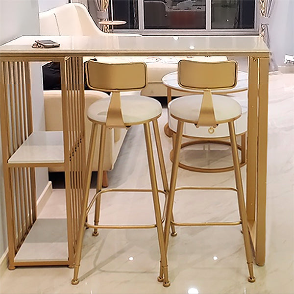 Low Back Dining Stools Round Armless Bar Stools with Footrest