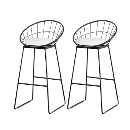 Low Back Dining Stools Round Armless Bar Stools with Footrest