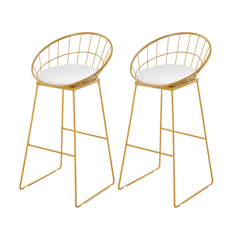 Low Back Dining Stools Round Armless Bar Stools with Footrest