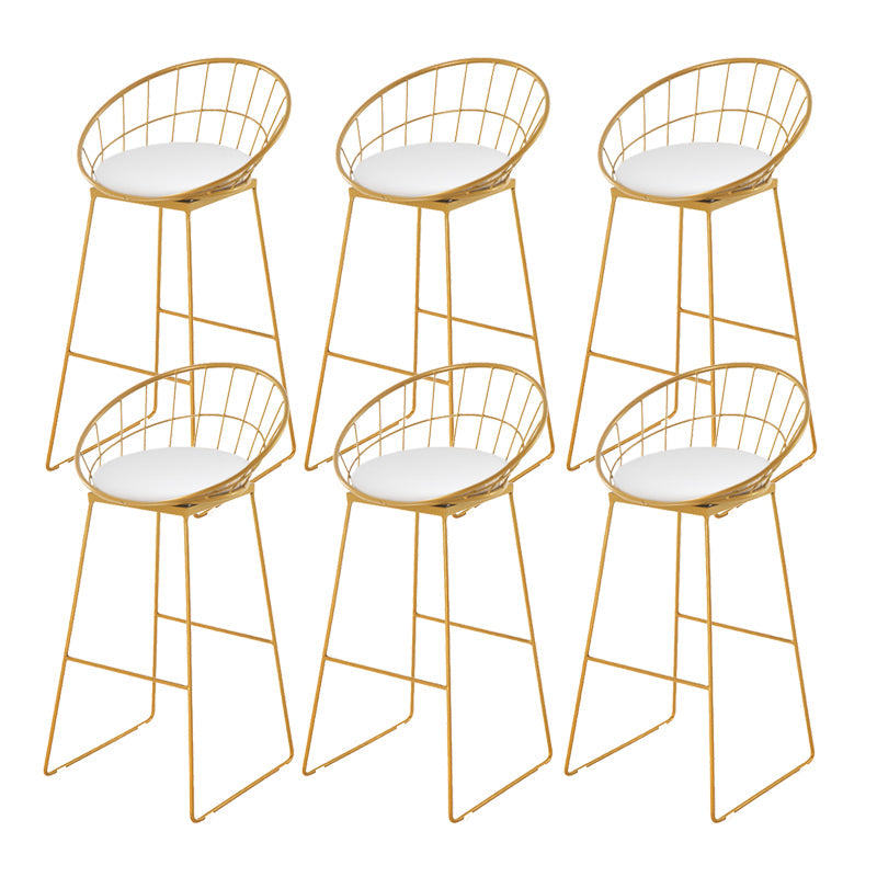 Low Back Dining Stools Round Armless Bar Stools with Footrest