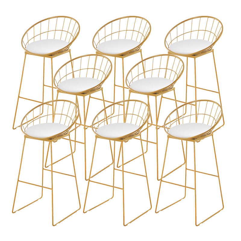 Low Back Dining Stools Round Armless Bar Stools with Footrest
