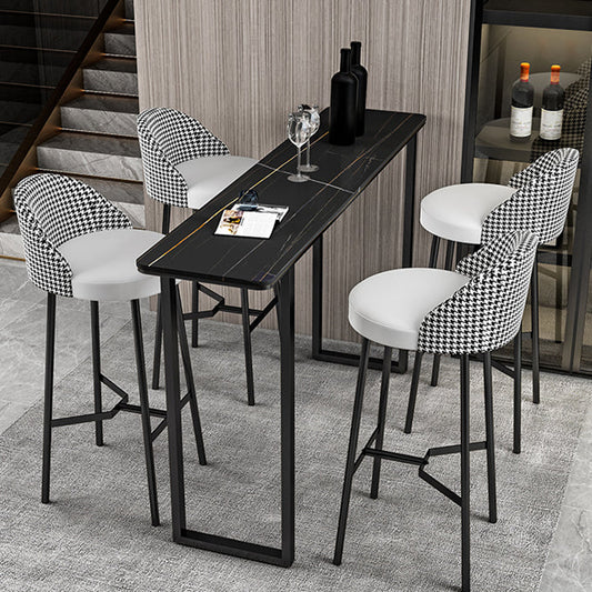 Industrial Metal Bar Stool Faux Leather Bar Stool with Black Legs