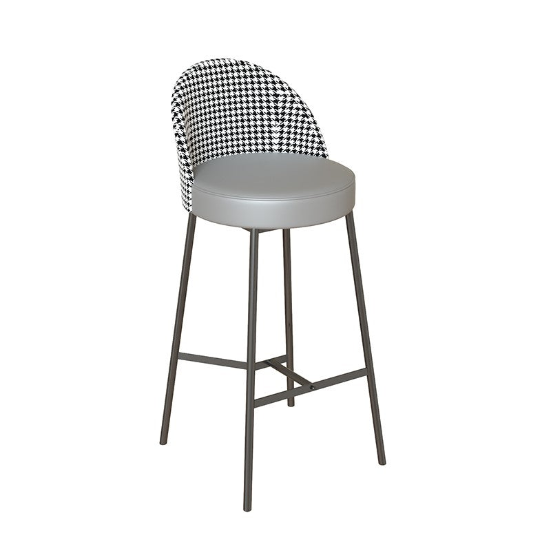 Sgabello da bar in vena in vetro in vena in metallo industriale con gambe nere