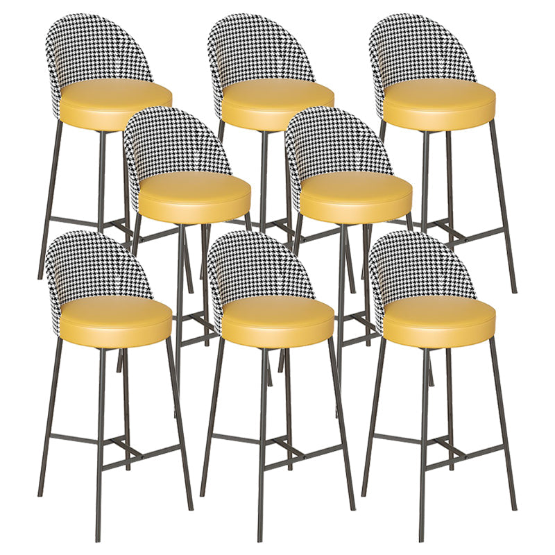 Sgabello da bar in vena in vetro in vena in metallo industriale con gambe nere