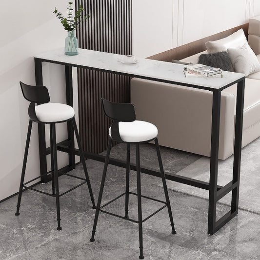 Modern Low Back Dining Stools Round Armless Bar Stools with Footrest