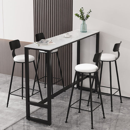 Modern Low Back Dining Stools Round Armless Bar Stools with Footrest