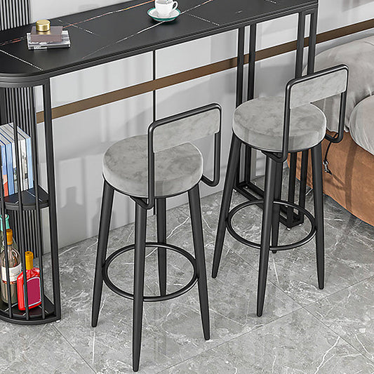 Glam Upholstered Dining Stools Round Armless Bar Stools with Footrest