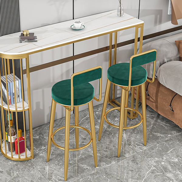 Sgabelli da bar rotondi imbottiti glam con poggiapiedi